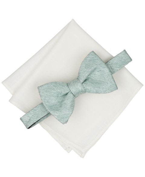 Bar III Men's Melange Chevron Solid Bow Tie and Pocket Square, 2-Piece Set, цвет: Аквамариновый