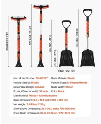 Snow Brush & Ice Scraper, 42" Extendable, 180° Pivoting Brush Head, Non-Slip Grip, For Cars/SUVs