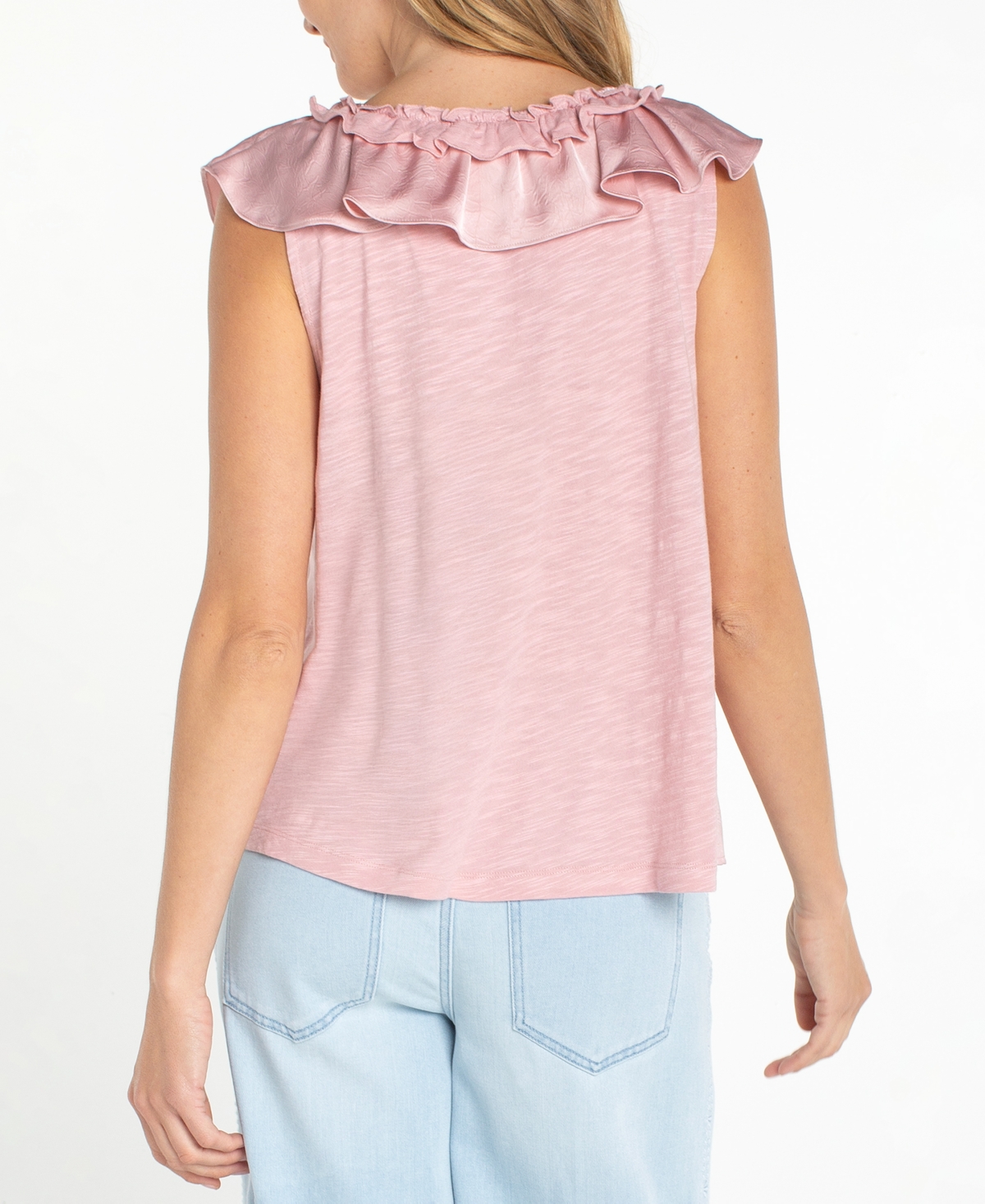 Liverpool Los Angeles Women's Ruffle Front V-Neck Woven Top