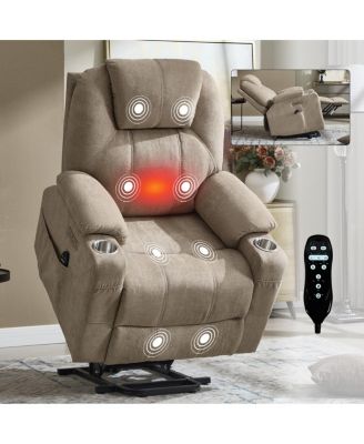 Power Lift Recliner Chair with Heat & Massage, USB & Type-C Ports, Heavy Duty Electric Recliner for Seniors