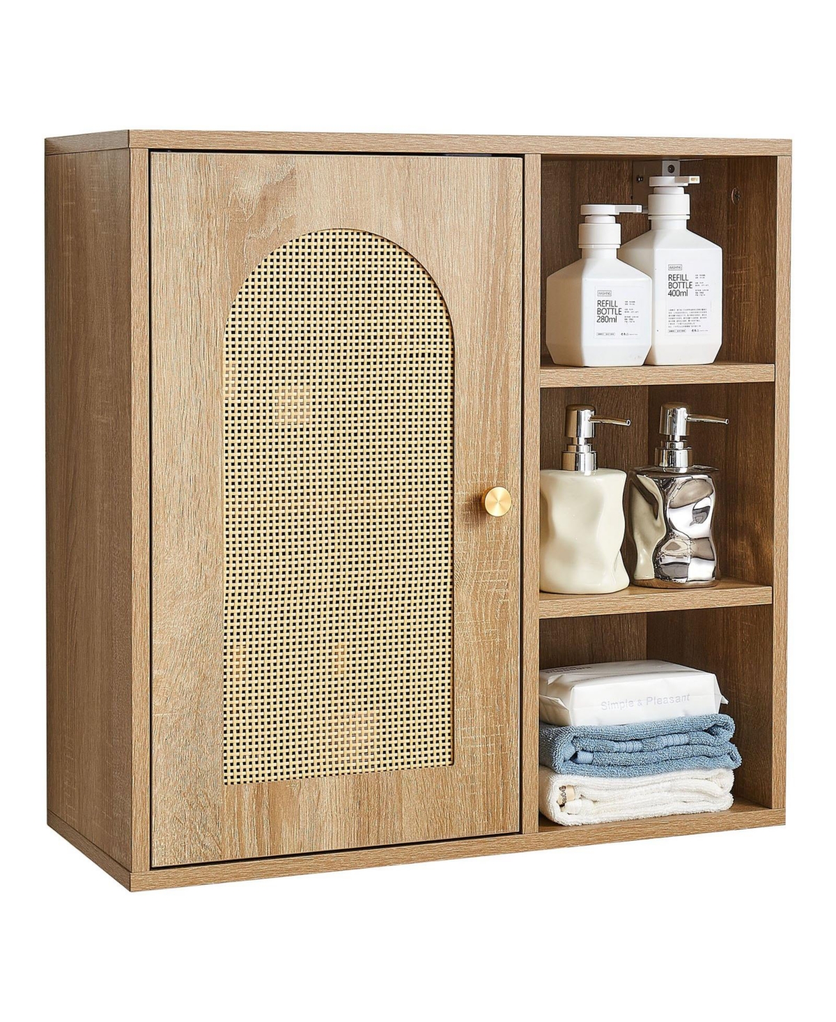 Volenca Wall Cabinet, Single Door, Adjustable Shelves, Over-Toilet Storage