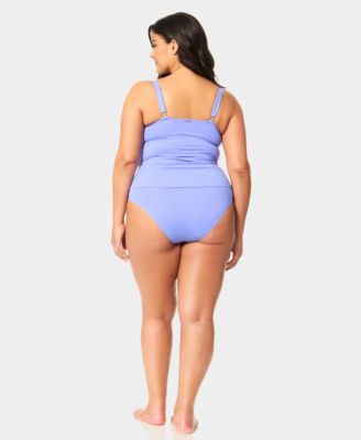 Plus Size Shirred Tankini Top