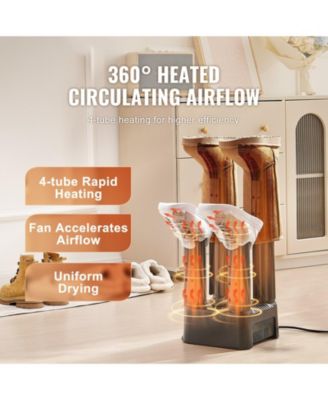 Shoe Dryer, Detachable 4-Tube Boot Dryer w/ Timer, Heated Blower, Portable for Boots, Shoes & Socks