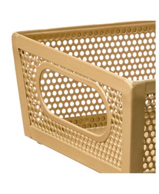 Perforated Metal Storage Bin with Handles - Set of 4 - Soft Brass