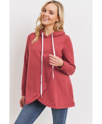 Maternity Crossover Drawstring Nursing Hoodie