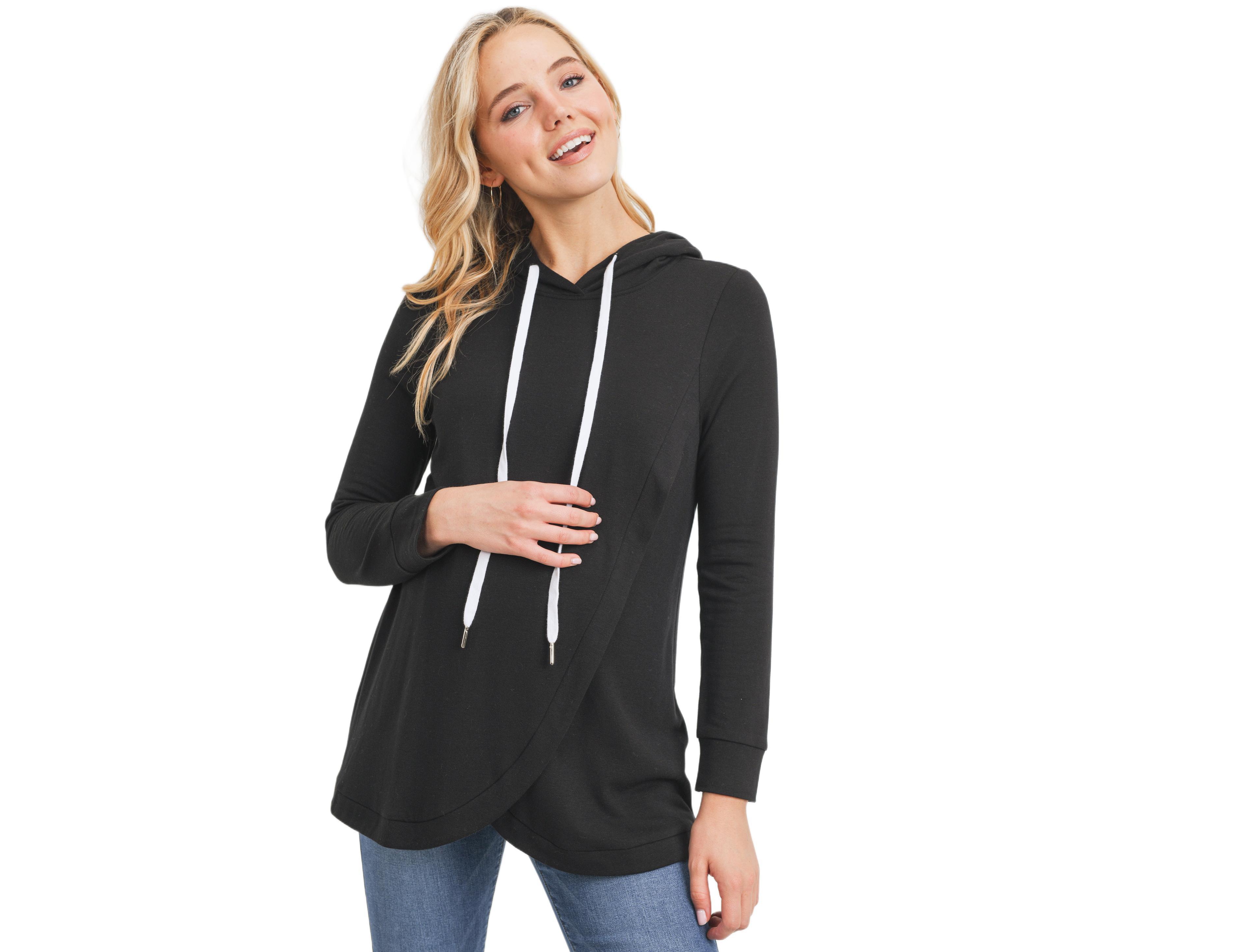 Hello Miz Women's Heavy Brushed French Terry Crossover Nursing Hoodie