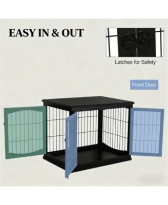 Small Dog Cage with 3 Metal Doors in Black