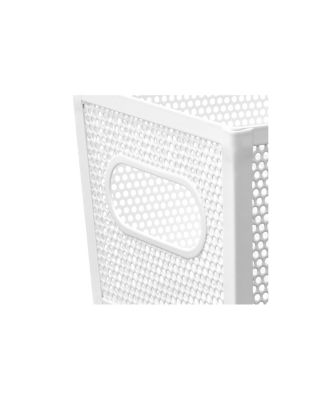 Perforated Metal Storage Bin with Handles - Set of 2 - Matte White