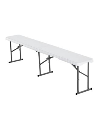 Plastic Folding Bench, 6 ft Portable Foldable HDPE Bench for Indoor Outdoor Picnic, Patio, Camping and Events, 2 Pack, White