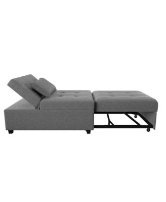 Twin Size Tufted Fabric & Wooden Legs Convertible Design Sofa Bed
