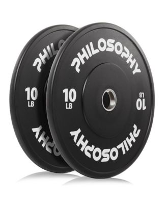 Set of 2 Olympic 2-Inch Rubber Bumper Plates (10 LB each) Black