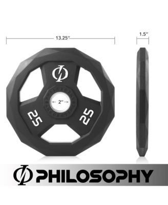 Set of 2 Rubber Coated 2-inch Olympic Grip Weight Plates (25 LB each) for Weightlifting