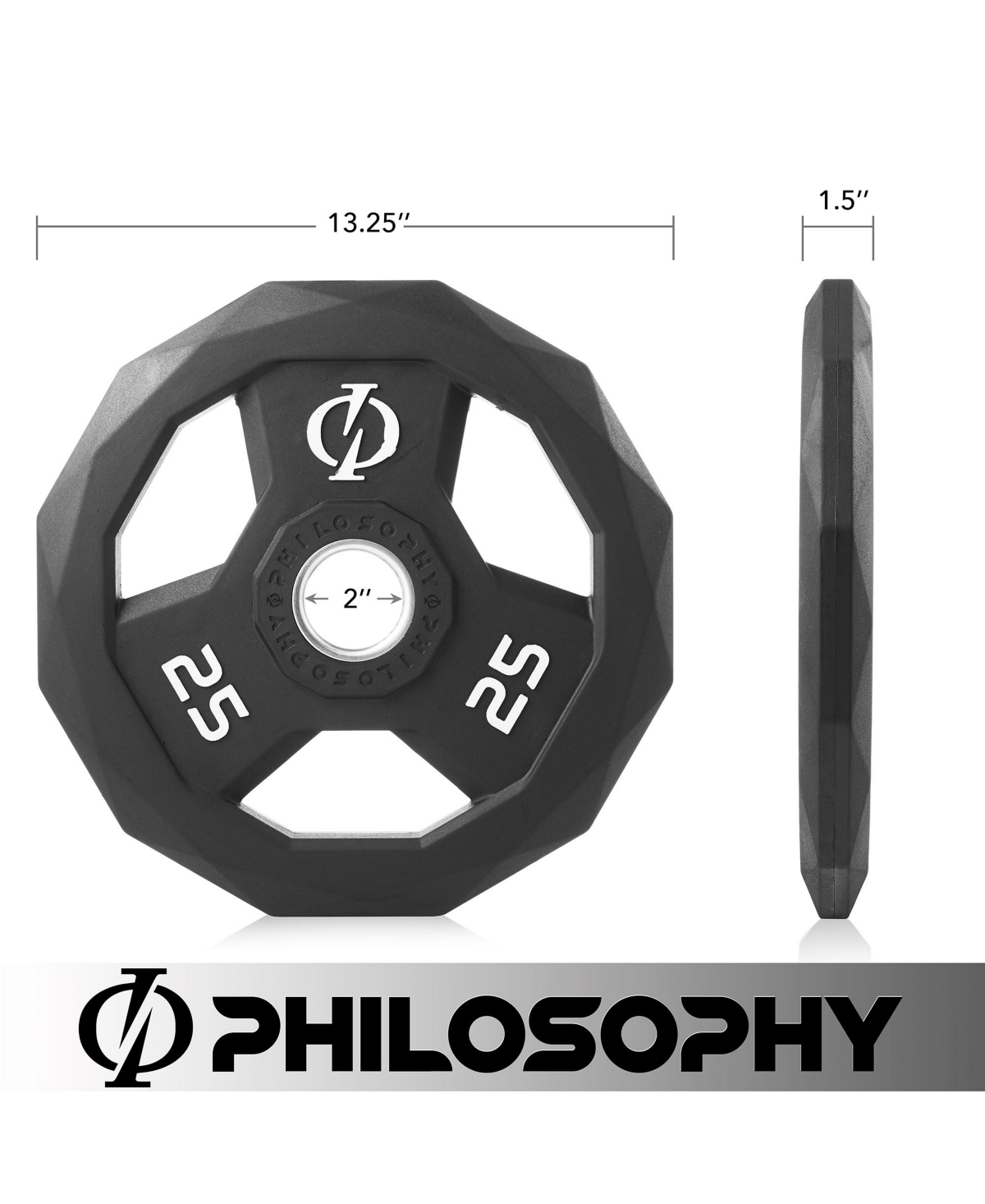 Philosophy Gym Set of 2 Rubber Coated 2-inch Olympic Grip Weight Plates ( Lb each) for Weightlifting