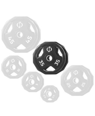 Set of 2 Rubber Coated 2-inch Olympic Grip Weight Plates (35 LB each) for Weightlifting