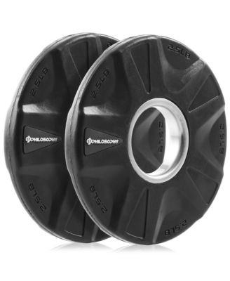 Set of 2 Rubber Coated 2-inch Olympic Grip Weight Plates (10 LB each) for Weightlifting