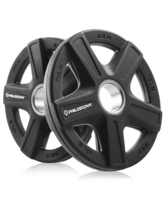 Set of 2 Rubber Coated 2-inch Olympic Grip Weight Plates (10 LB each) for Weightlifting