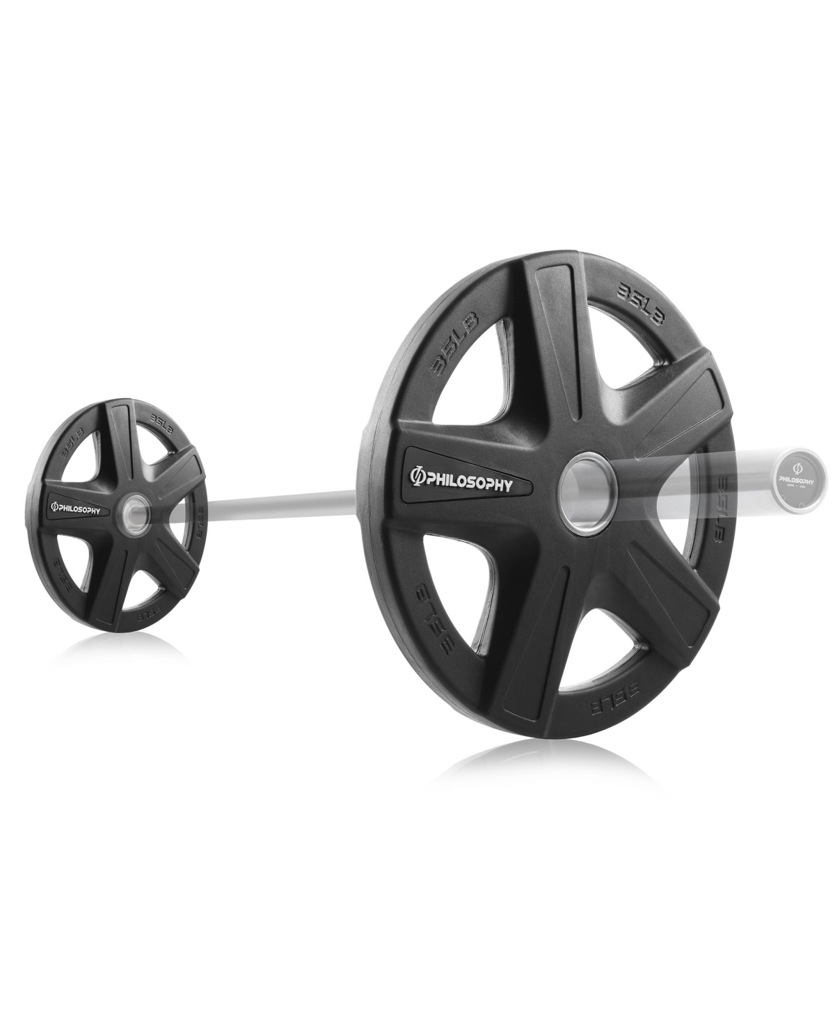 Philosophy Rubber Coated Olympic Grip Weight Plate 35 Lb - 2-inch Olympic Plate for Weightlifting, Set of 2 Plates