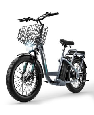 Peak 800W Electric Scooter with Seat, 203" Fat Tire Electric Bike with 48V Removable Battery,Up to 30Miles & 20MPH, Basket&Adjustable Seat