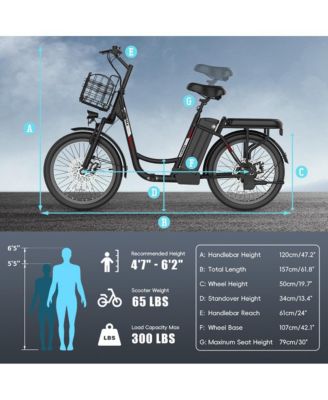 Peak 800W Electric Scooter with Seat, 20" Tire Electric Bike with 48V Removable Battery, Up to 30Miles & 20MPH, Basket&Adjustable Seat