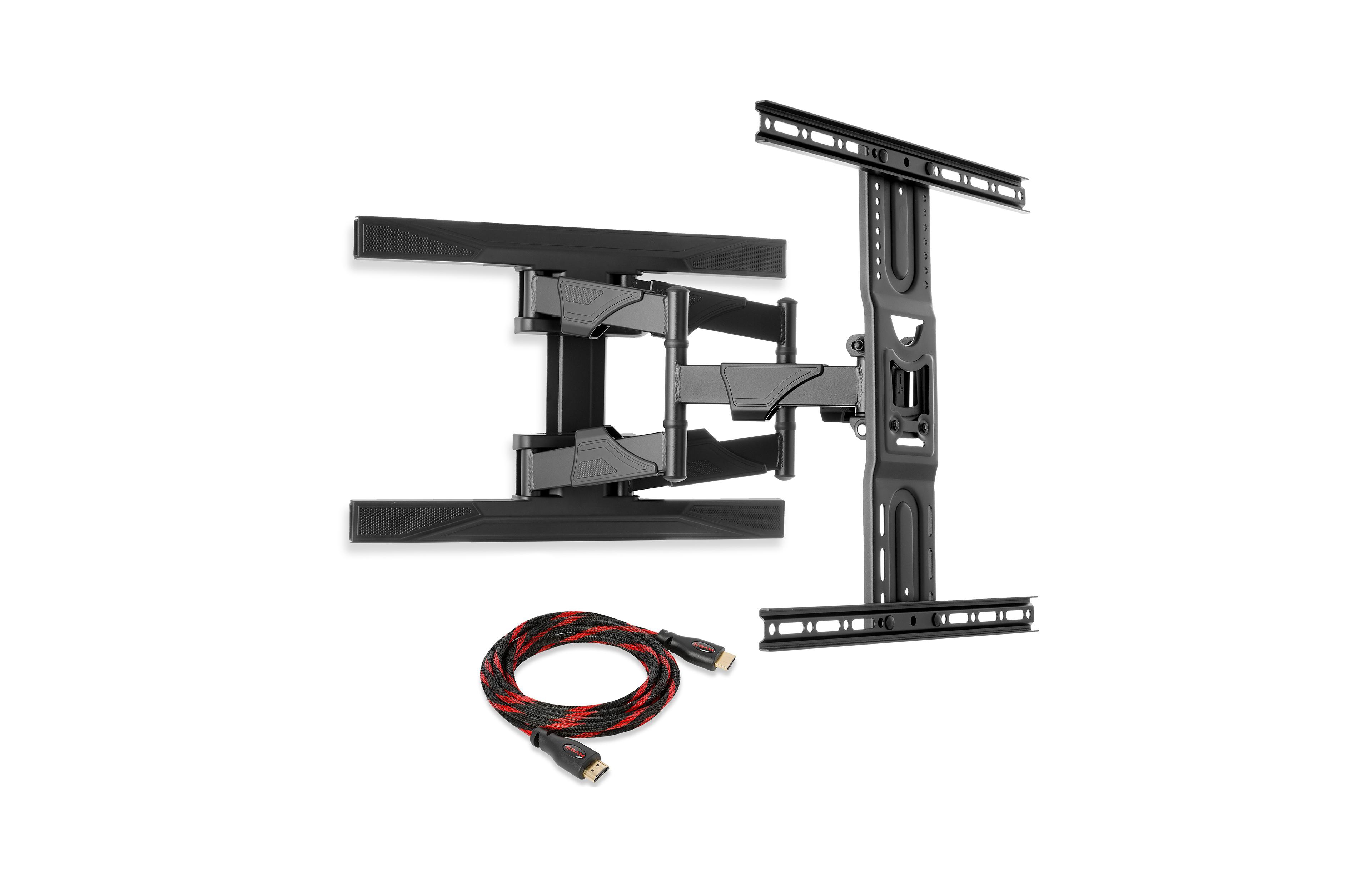 Mount Factory Full Motion Articulating Tv Wall Mount, Fits 42"-70", Vesa 400x600, Includes 10' Hdmi Cable