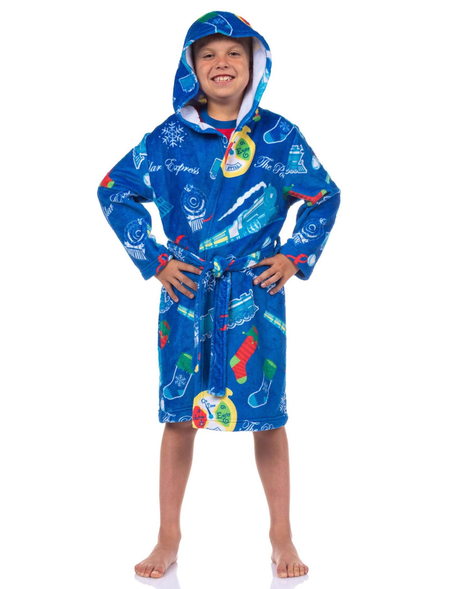 Robe Little and Big Boys'4-16 Kids Christmas Movie Holiday Plush Hooded Bathrobe
