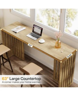 Bar Table, 63-Inch Counter Height Pub Table, Industrial Bar Height Table, Rectangular High Top Kitchen & Dining Counter Tables