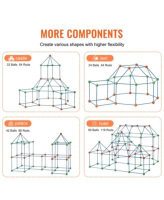 Kids Fort Building Kit with 180 Piece Construction Set for Creative STEM Play