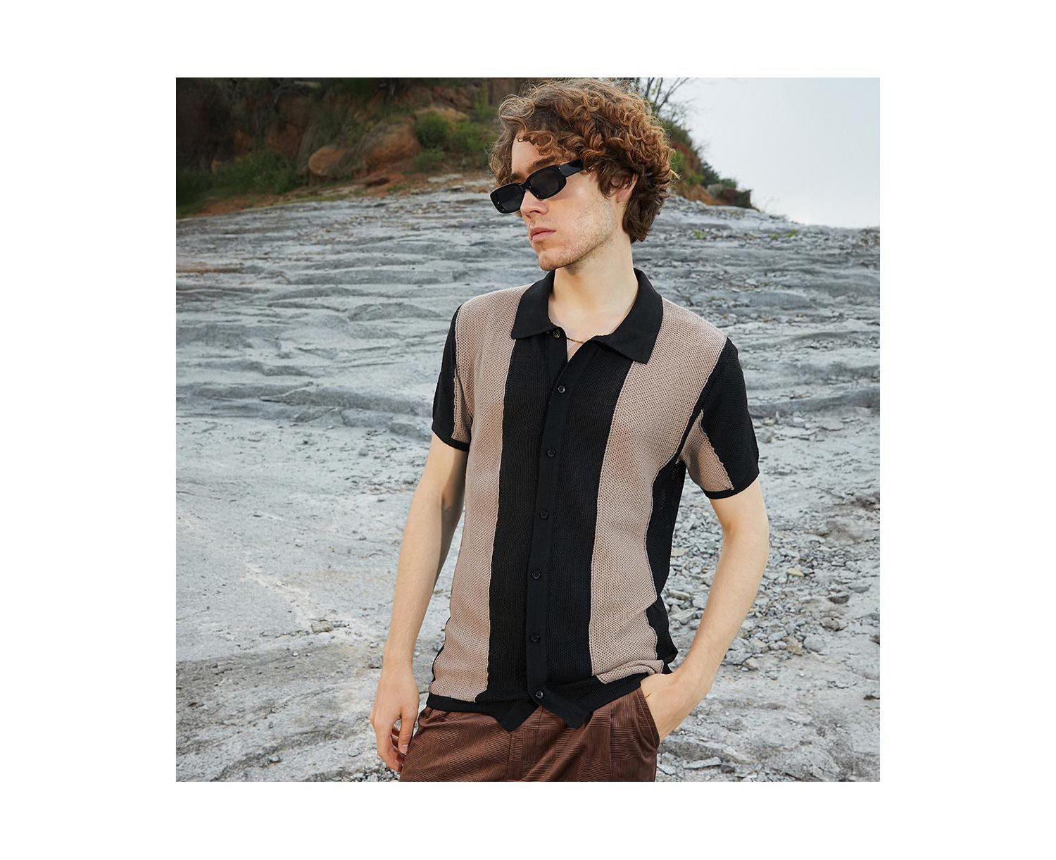 Men's Panel-Knit Slim-Fit Shirt