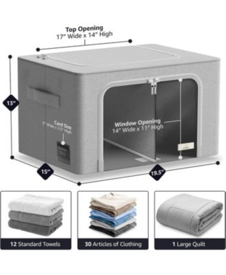 2 Pack Large Foldable Storage Box - Metal Frame, Oxford Fabric, Large Window & Handles