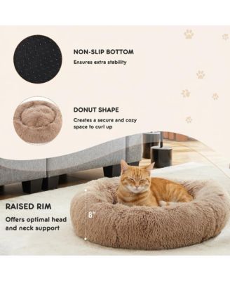 30 Inch Anti Slip Round Fluffy Faux Fur Cat Bed