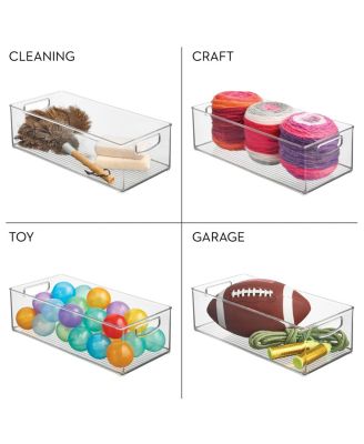 Plastic Stackable Pantry Bin with Handles, Set of 4, Clear