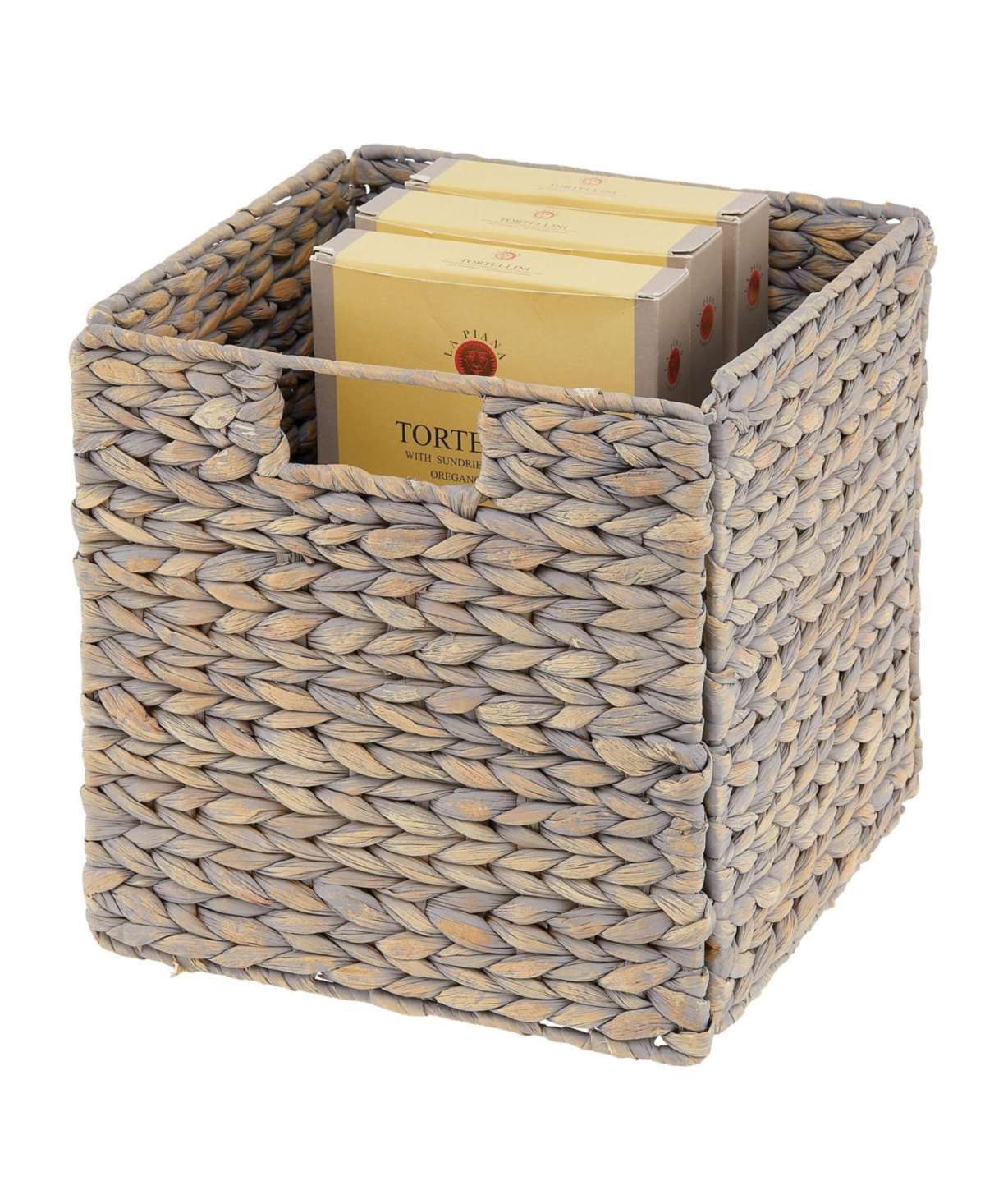 mDesign Woven Hyacinth Kitchen Storage Organizer Basket Bin, 8 Pack, Gray Wash