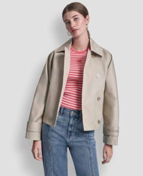 Женские куртки DKNY Jeans Women's Short Single Breasted Dolman Sleeve Military Trench Jacket