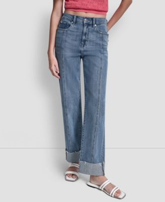 DKNY Jeans Women's High-Rise Seamed Classic Straight Leg Jeans