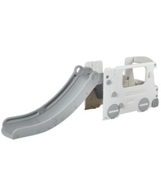 Toddler Slide, Kid Slide for Toddlers with Climbable Ladders & Bus Playhouse, Indoor Outdoor Slide Playset for Kids