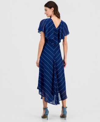 Women's Capelet-Sleeve Point-Hem Midi Dress