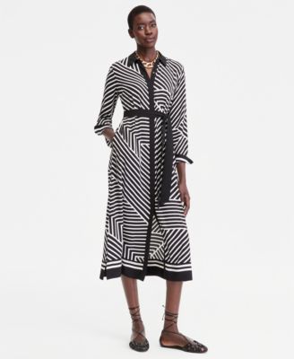 Women's Long Sleeve Geo Print Shirtdress