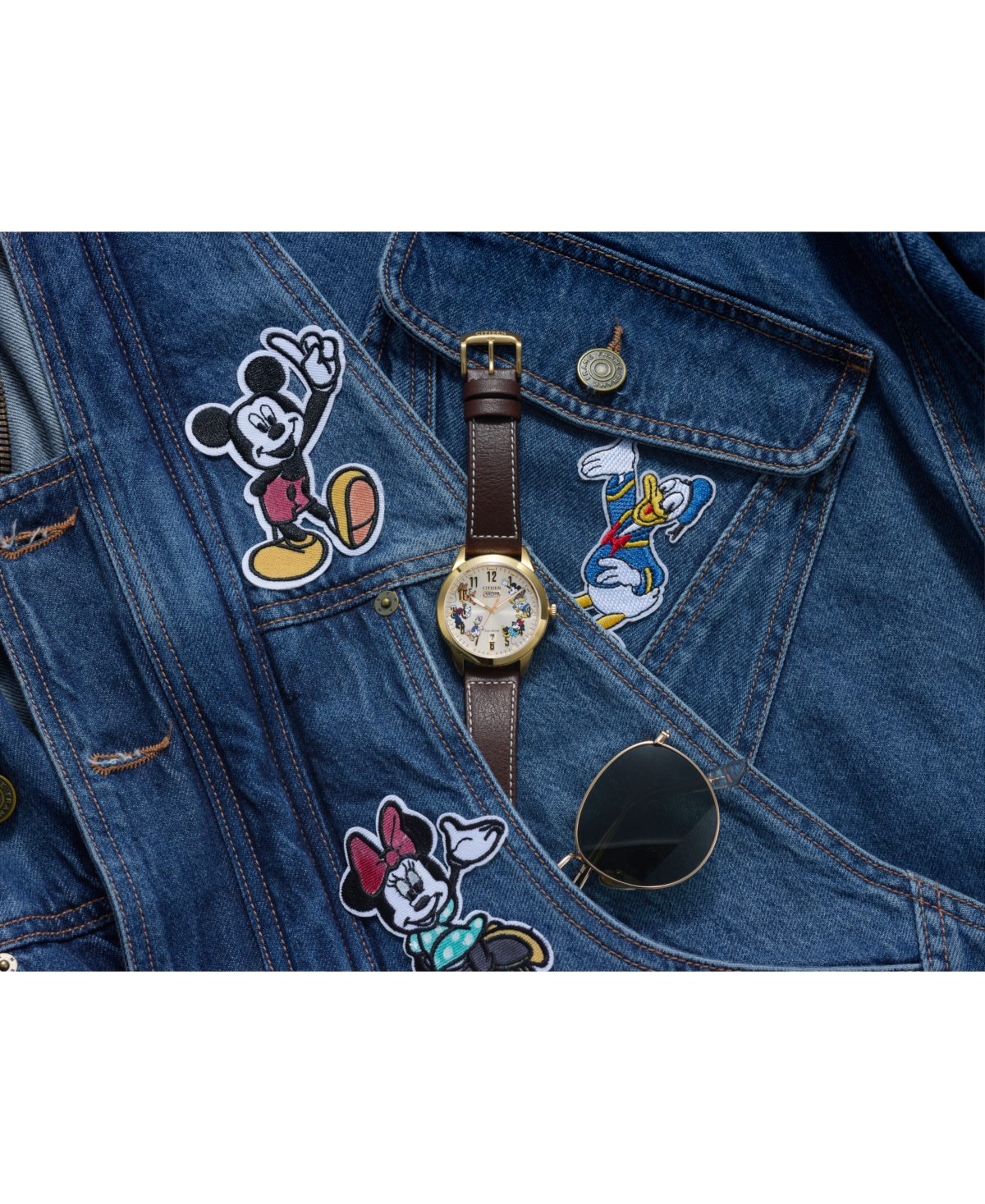 Citizen Eco-Drive Men's Disney Brown Leather Strap Watch 41mm