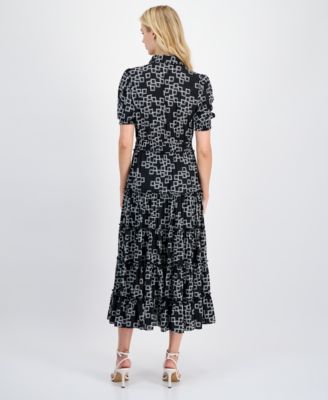 Women's Printed Collared Midi Dress