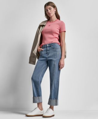 Women's High-Rise Seamed Classic Straight Leg Jeans