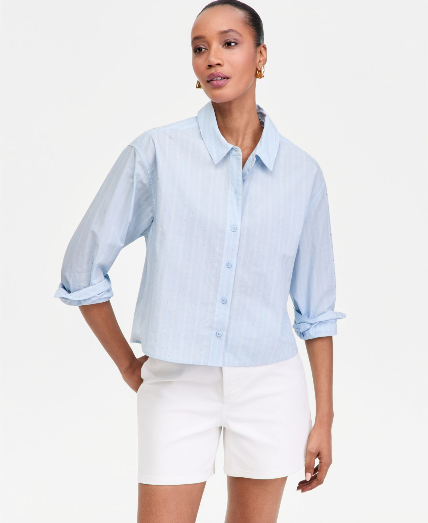 Women's Crystal Embellished Button Down Shirt