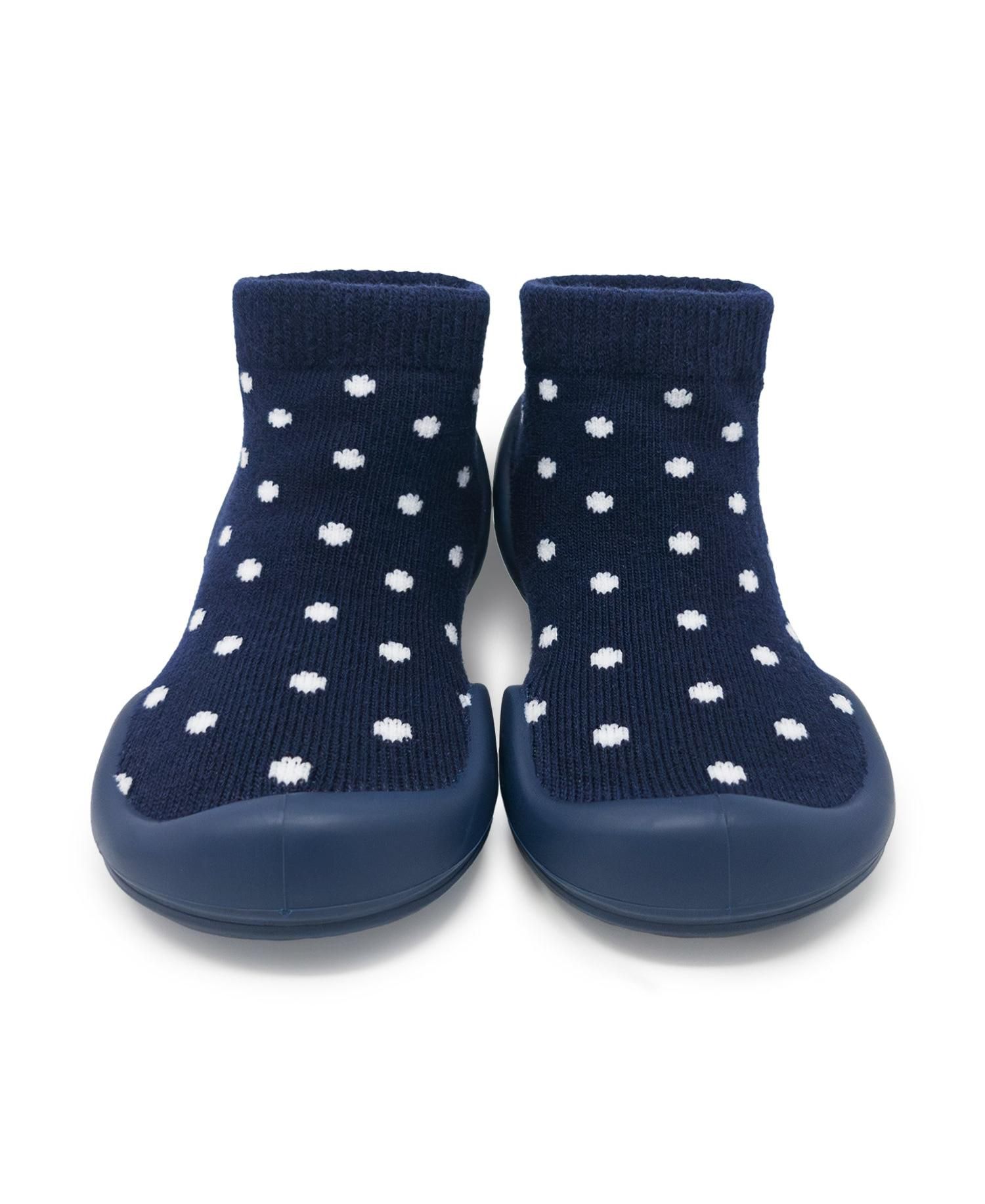 Baby Boy First Walk Sock Shoes Dotty Navy