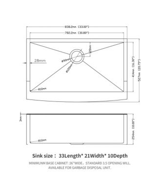 33inch Rose Gold Farmhouse Kitchen Sink 16G T304 Nano Stainless Steel Apron Front Single Bowl 33x21x10inch with Full Accessories
