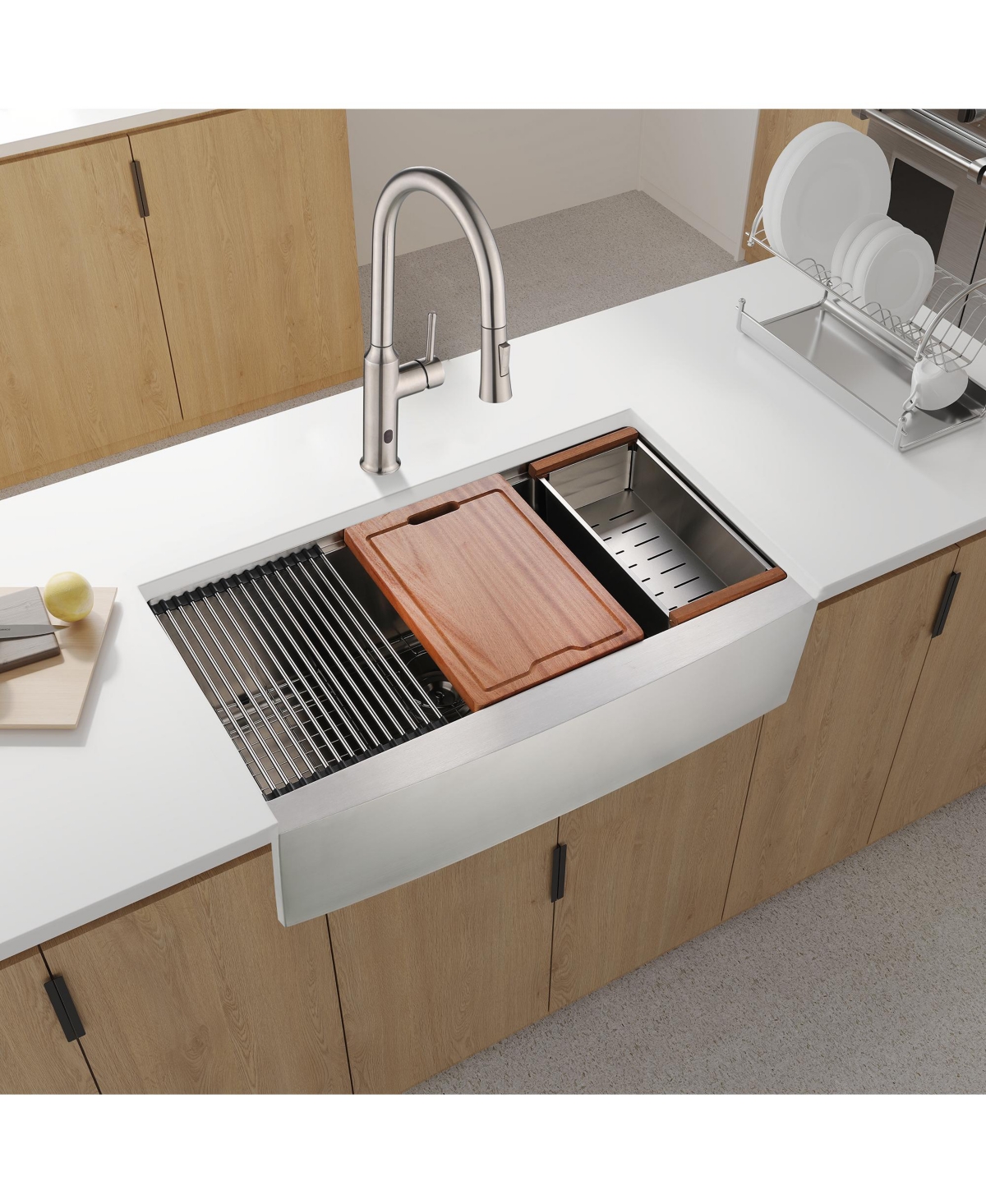 flynama 33x22x10inch Farmhouse Apron Single Bowl Kitchen Sink Stainless Steel Workstation