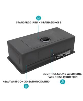 33x16.72x10inch Undermount Gunmetal Black Waterfall Kitchen Sink Stainless Steel Workstation