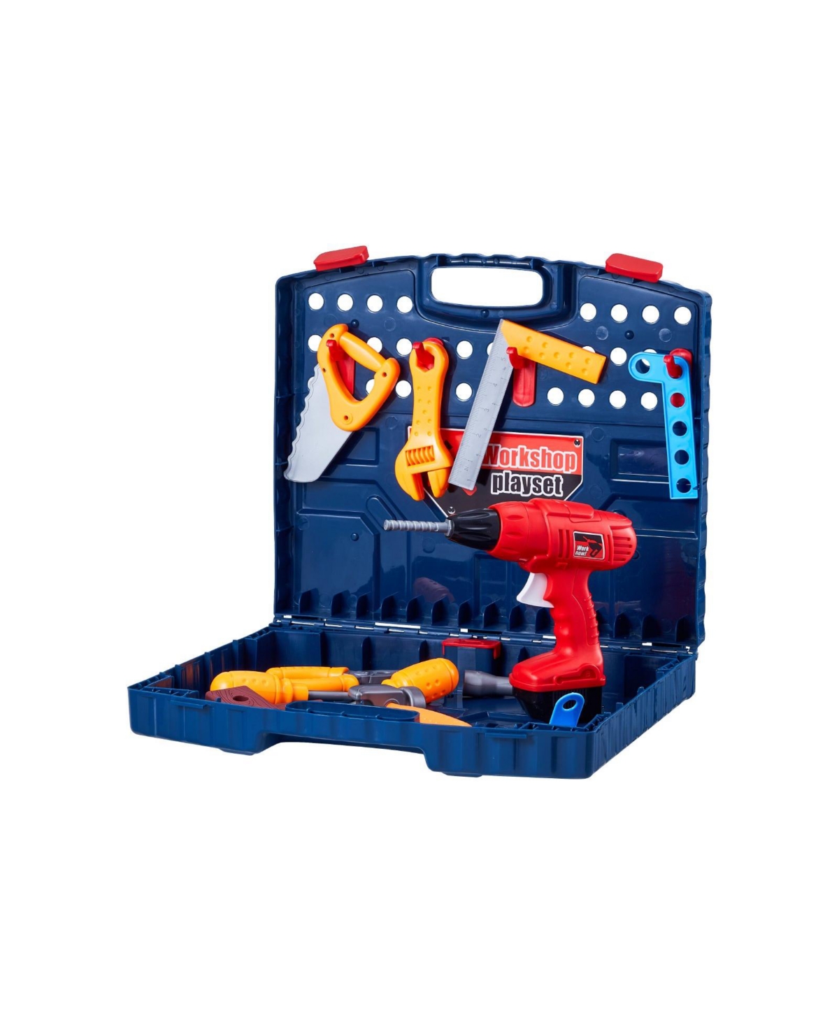 Slickblue Kids Workbench, 56 pcs, Kids Tool Bench with Realistic Tools and Electric Drill, Pretend Play Construction Workbench Toys for Toddlers