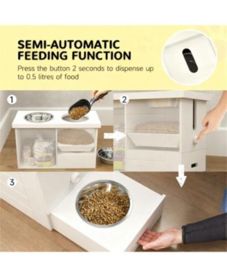 23.6 in. Wide Dog Bowls with Slow Feeder Mat in White