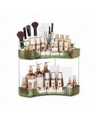 2-Tier Corner Bathroom Organizer with Brush Holders