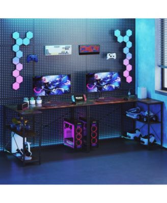 L-shaped Reversible Corner Desk with Adjustable Storage Shelves