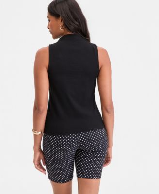 Women's High-Neck Rib-Knit Sleeveless Top